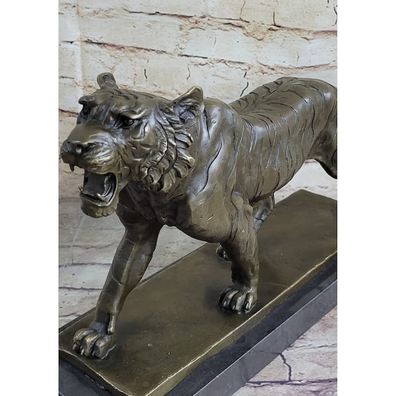Signed Barye Cougar Imitative Lion Tiger Wild Animal Circus Cage Bronze Sculpture Statue