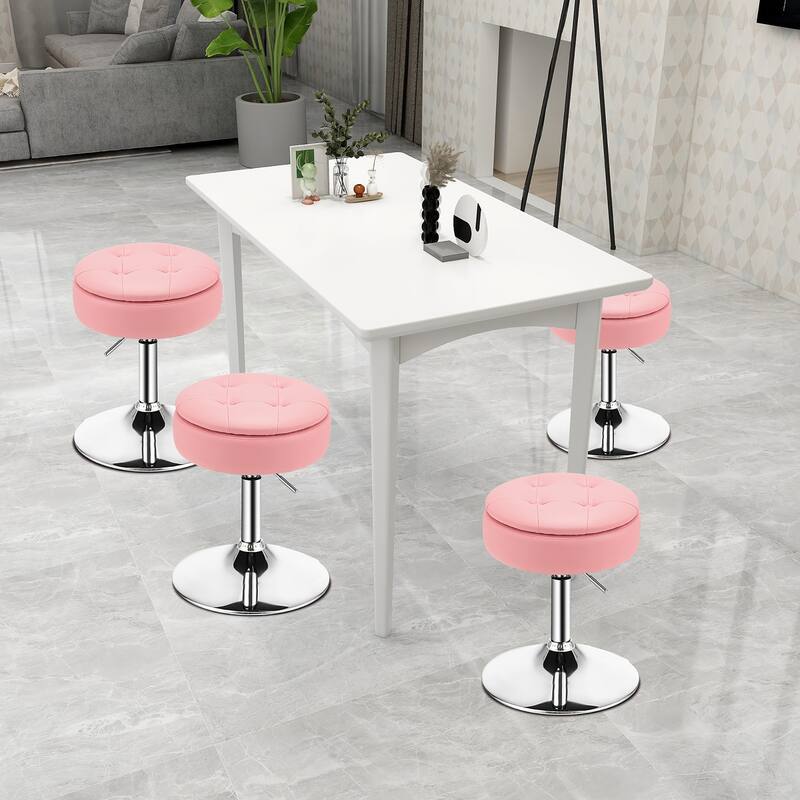 Costway Set of 4 Adjustable Vanity Stool Swivel Storage Makeup Chair - See Details