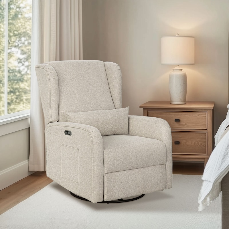Madison Park Candace Power Recliner 3-in-1 with Swivel, Glider, USB Ports - Beige