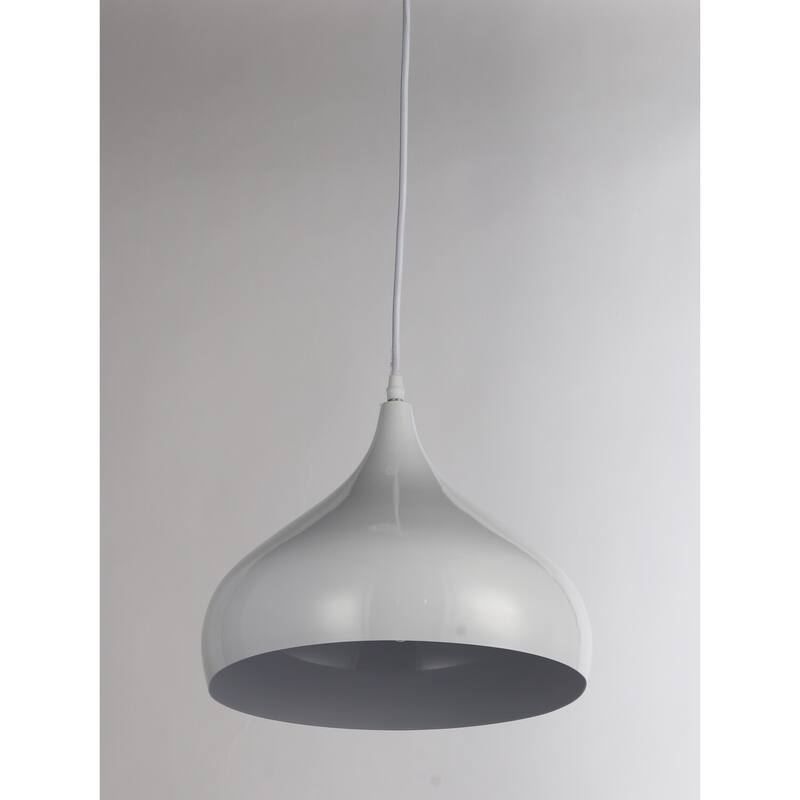 Modern Pendant Light - 1-Light White Hanging Lamp for Kitchen Island Dining Room - 9.5