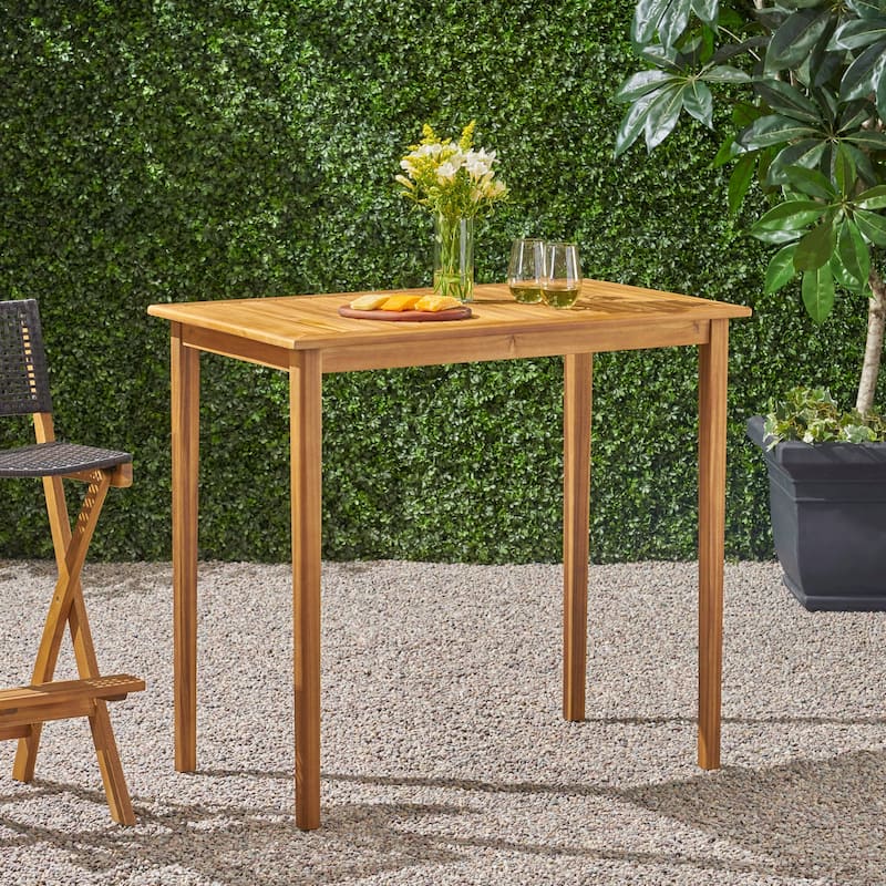 Polaris Outdoor Minimalist Acacia Wood Bar Table by Christopher Knight Home - 26.00"D x 45.00"W x 41.00"H - Teak Finish