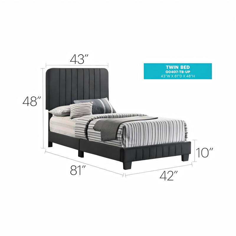 Modern Twin Bed with Storage and Velvet Upholstery