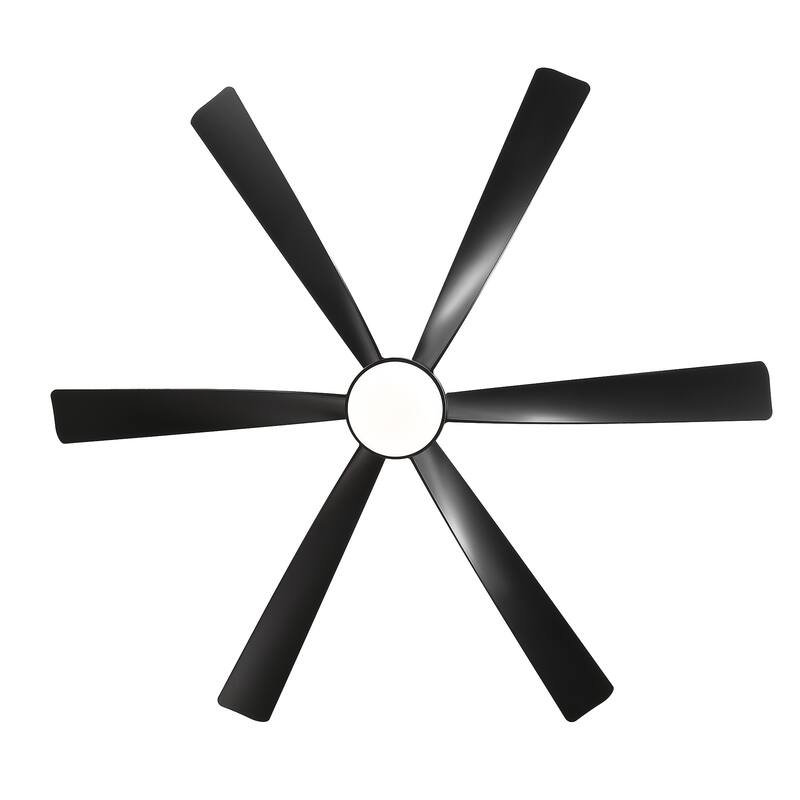 65-inch Black 6-Blade LED Ceiling Fan with Light and Remote