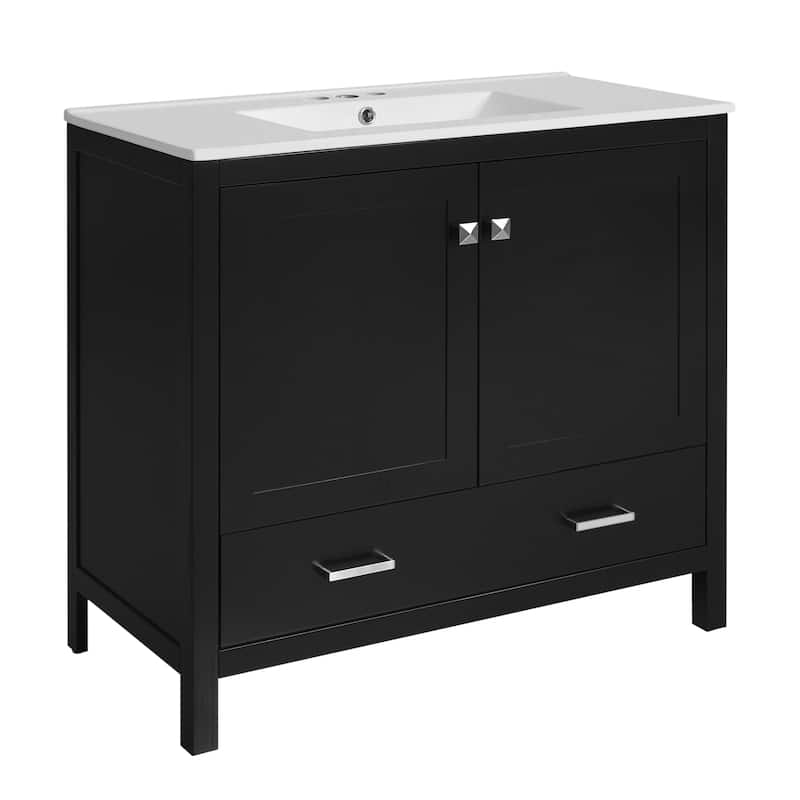 Modern Bathroom Vanity with Ceramic Sink and Abundant Storage Options