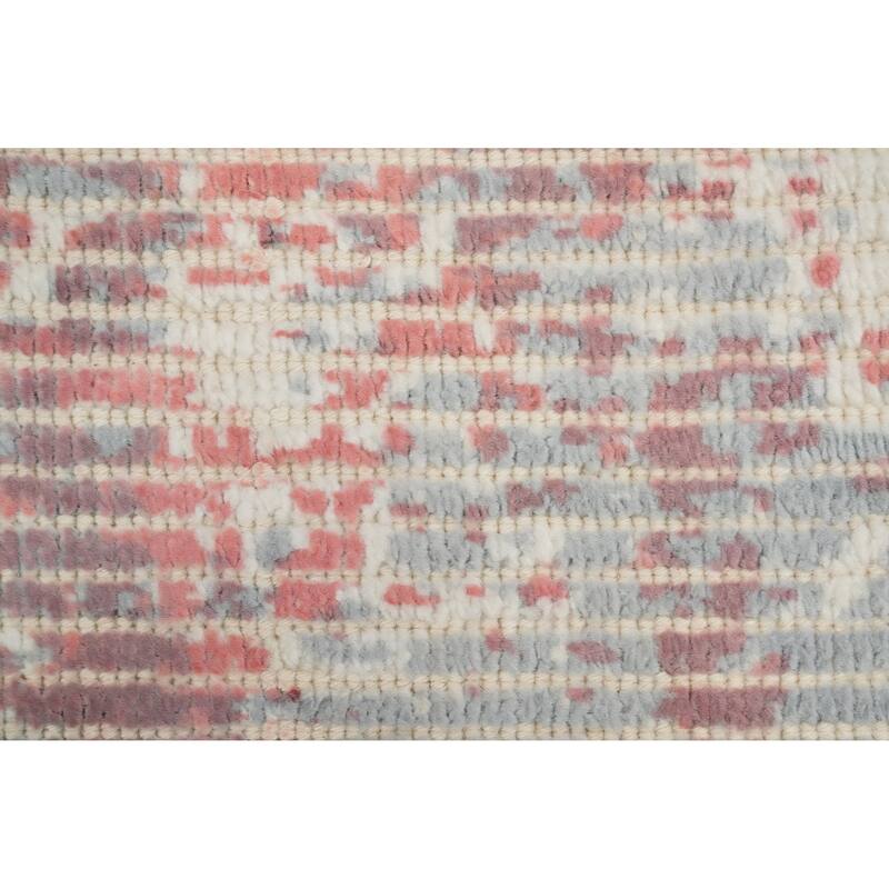 Hand Knotted Oriental Viscose Silk Carpet Modern All-Over Oranges & Rust Abstract Area Rug - 4' 0'' X 2' 0''