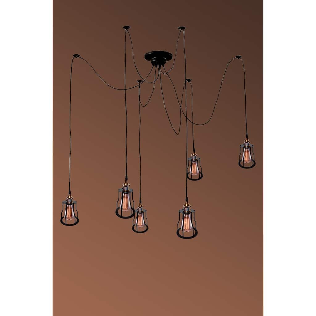 Salome 6-light Adjustable Height Black Edison Chandelier with Bulbs