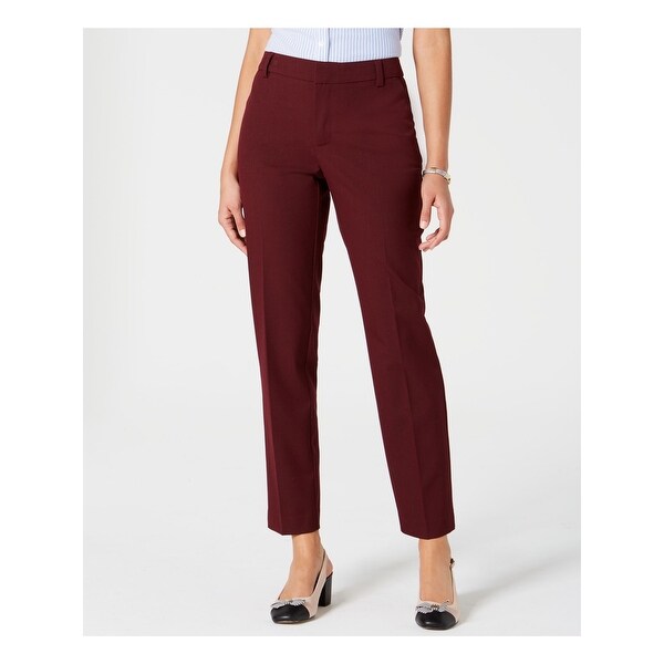 Shop CHARTER CLUB Womens Burgundy Zippered Straight leg Shop CHARTER CLUB Womens Burgundy Zippered Straight leg