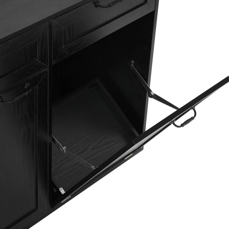 Mobile Kitchen Cart with Pull Out Dining Table Storage Drawers and Spice Rack