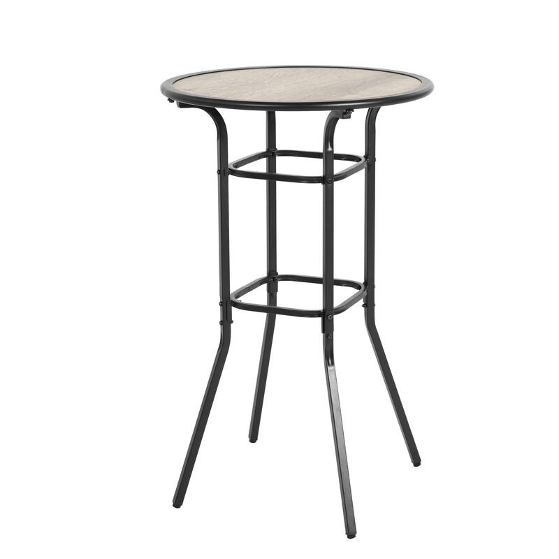 Patio Bar Table and Swivel Chairs Set with Metal Frame (Set of 3)