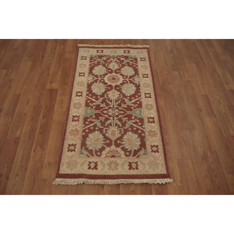 Hand Knotted Oriental 100% Wool Carpet Traditional All-Over Brown Ziegler Area Rug - 3' 10'' X 2' 0''