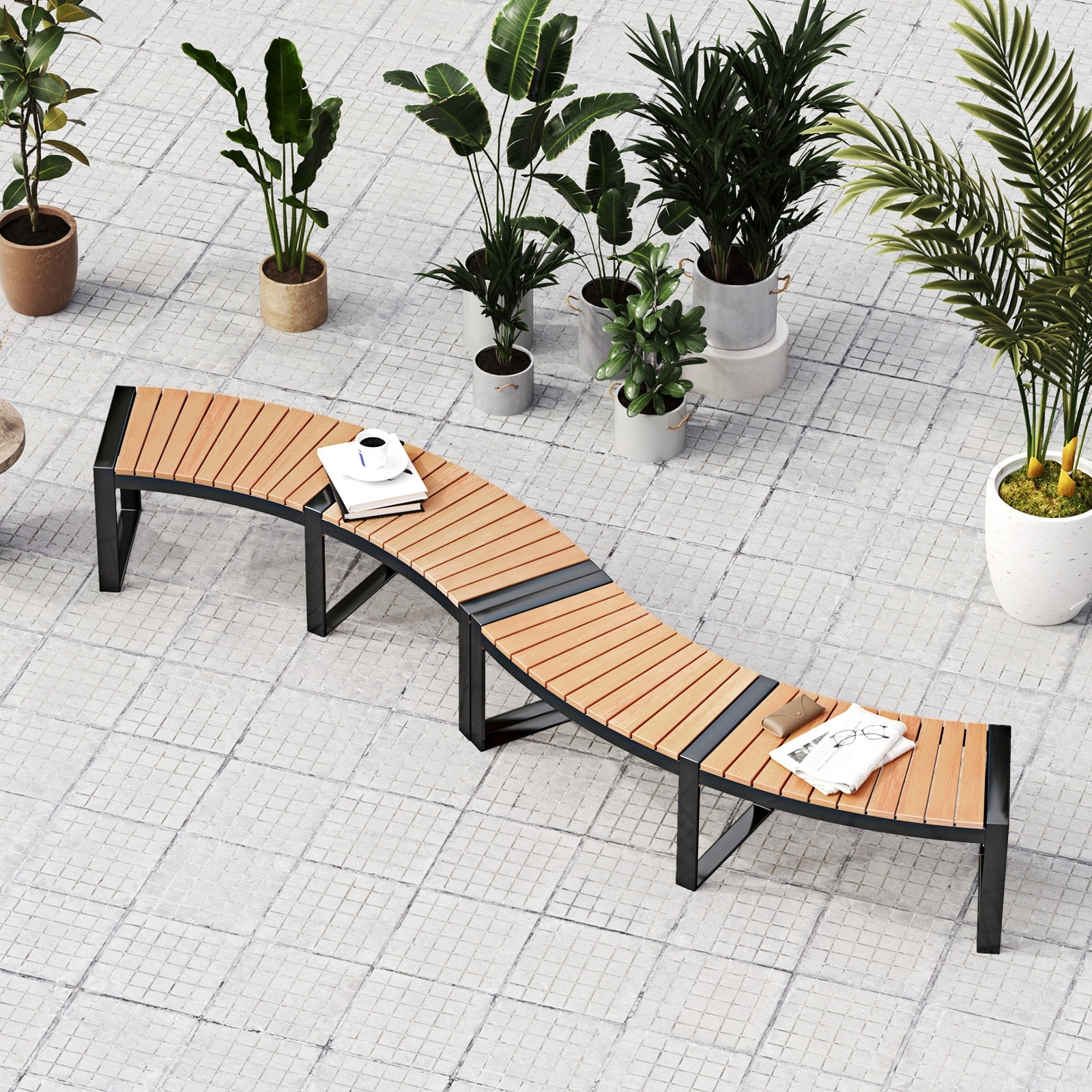 Sleek Outdoor Bench for Balcony or Backyard Relaxation - 57.5