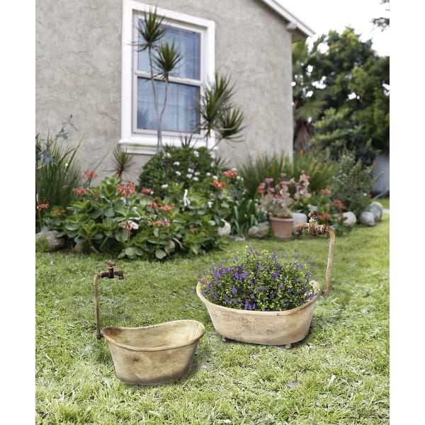 Alpine Corporation Rustic Bathtub With Faucet Planter On Sale Overstock 31859131 Elephant shape safety faucet protection cover bath spout bathtub.