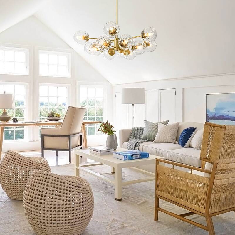 Classic Glam 12-Light Striped Glass Sputnik Tiered Chandelier - 35.4 in