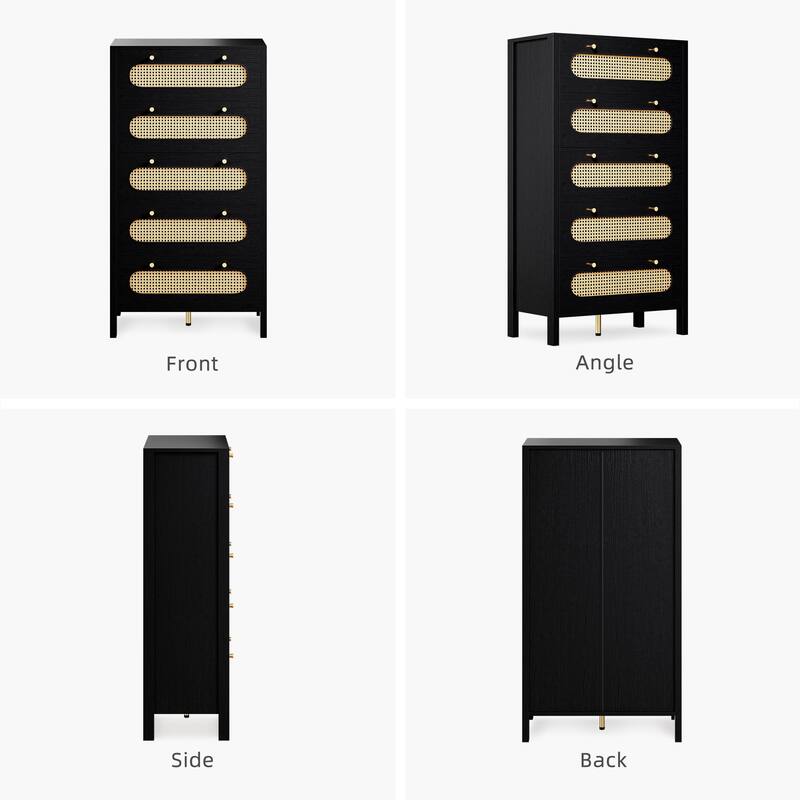 Moasis 4-6-Drawer Dresser Chest Drawer Storage Cabinet Rattan Wood Closet