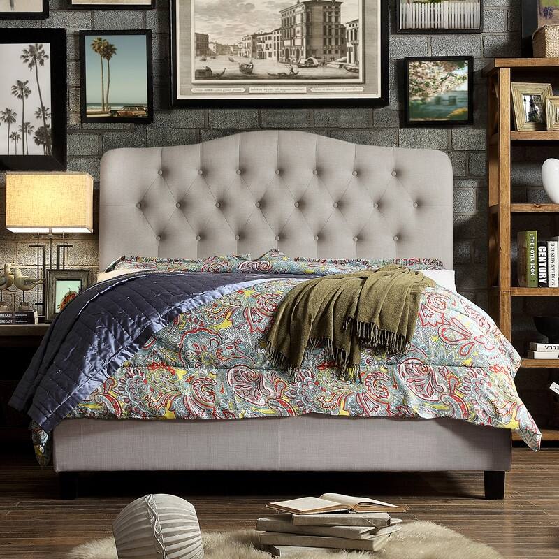 Tara Virgil Curved Upholstered Button-tufted Platform Bed Frame
