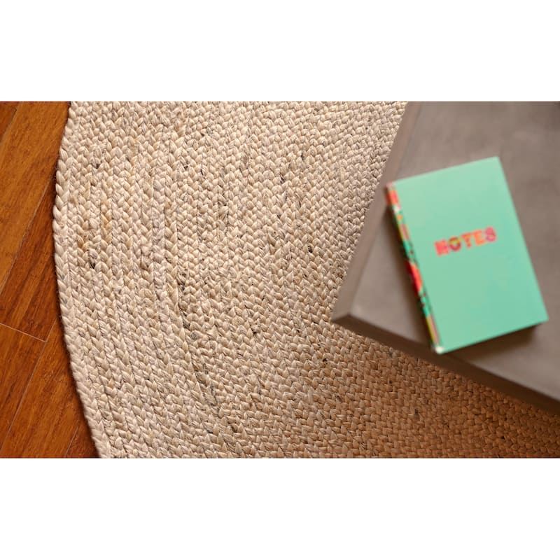 Jani Tara Braided Natural Jute Area Rug - Kerala Round Rug, 4-Feet, Durable, Superior Quality