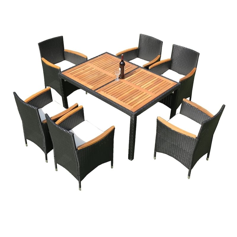 7 Piece Outdoor Patio Wicker Dining Set Patio Wicker Furniture Dining Set