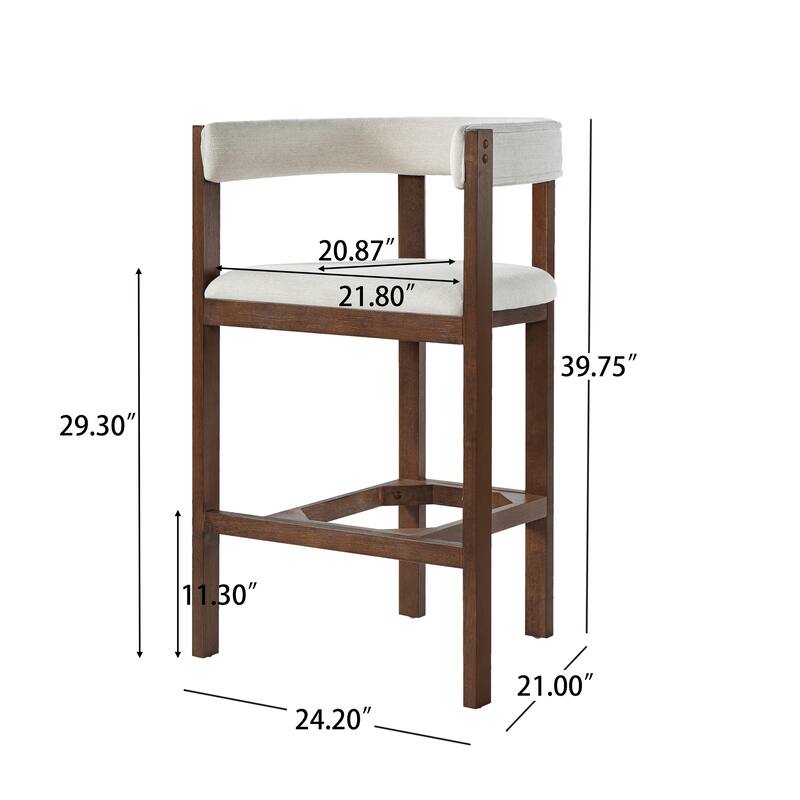 Christopher Knight Home - Julian Modern Upholstered Bar Stool Set with Curved Back and Solid Wood Frame for Dining Spaces