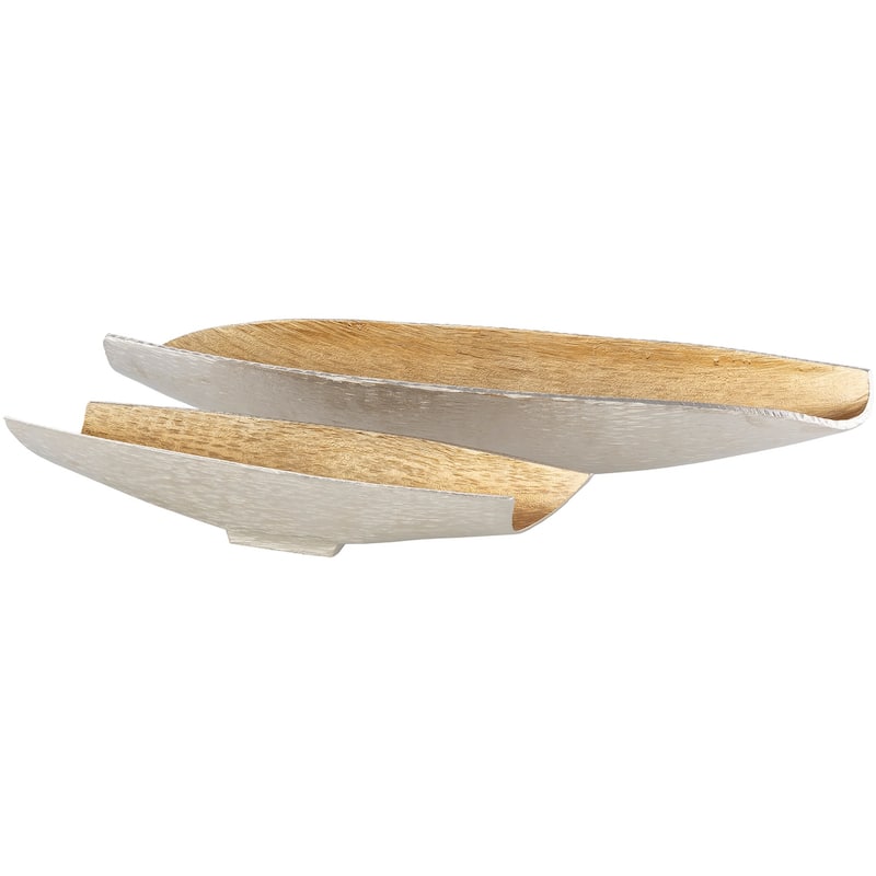 Nikos Modern Aluminum Decorative Bowls (2 Pieces) - 18.5" x 5.5" x 3.25", 26" x 6.5" x 4.25" - Gold
