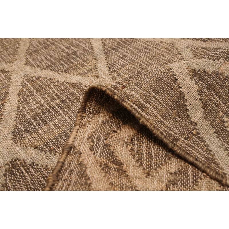 ECARPETGALLERY Flat-Weave Palas Denizli Taupe Jute Kilim - 5'6 x 7'5
