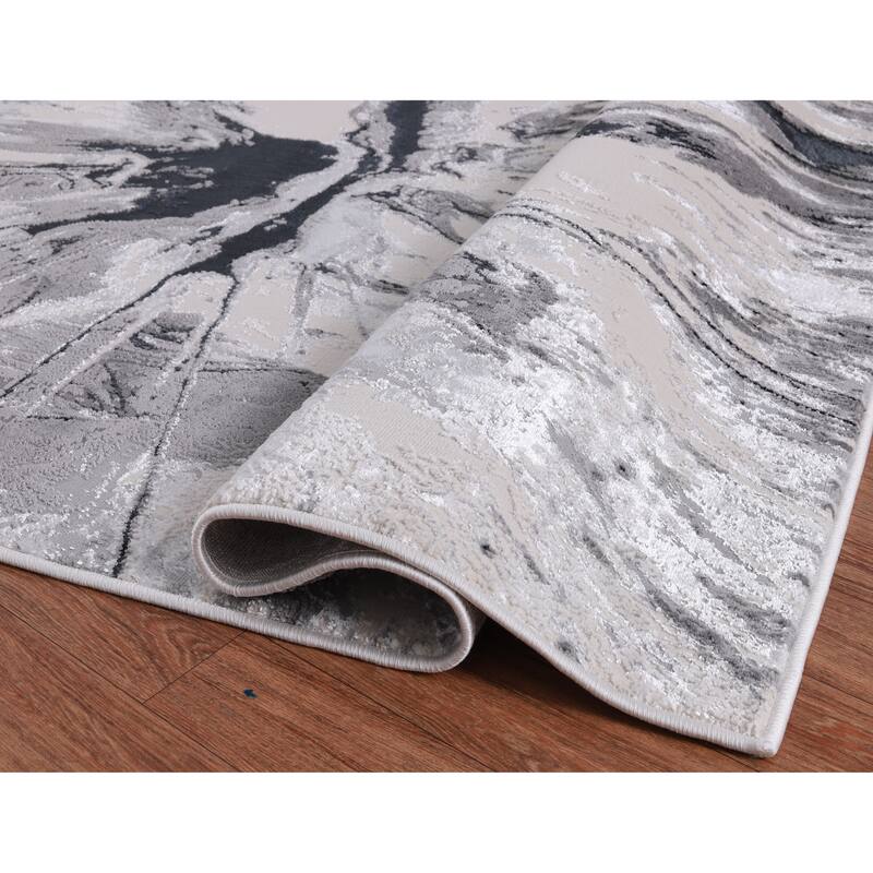 Nevada Collection Abstract Burst Black and Grey Rug