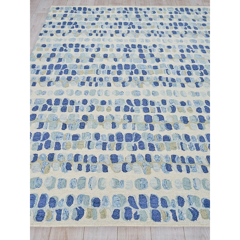 EXQUISITE RUGS Colorplay Hand-tufted New Zealand Wool Navy/Beige Area Rug.