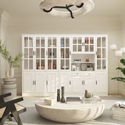 Tall Storage Cabinet Glass Doors Display Cabinet Bookcase Home Office