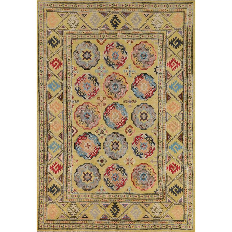 Geometric Kazak Oriental Area Rug Bedroom Handmade Wool Carpet - 5'9" x 8'0"