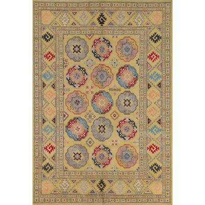 Geometric Kazak Oriental Area Rug Bedroom Handmade Wool Carpet - 5'9" x 8'0"