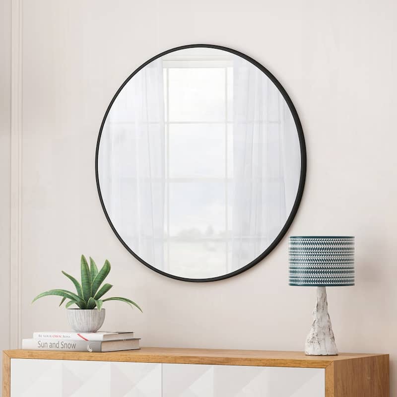 Black Circular Mirror Metal Framed Mirror Round Vanity Mirror Dressing Mirror - 48 Inch Black