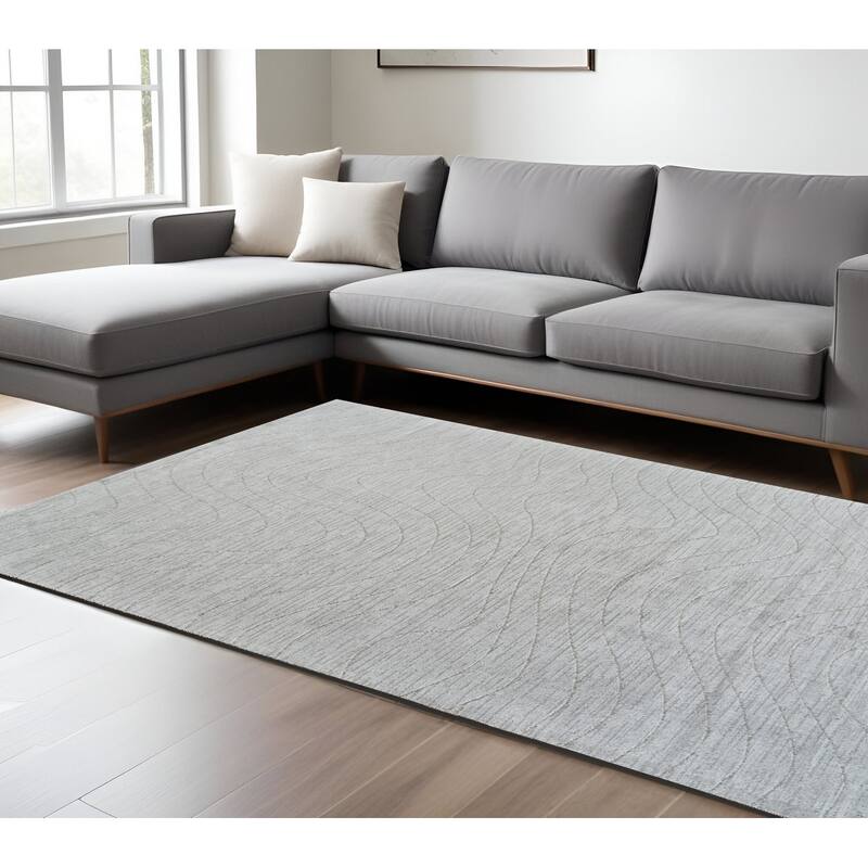 Beva Abstract Modern Non Skid Stain Resistant Woven Durable Area Rug By HomeRoots - 79.8' X '79.8' X '0.55 - Gray - Rectangle