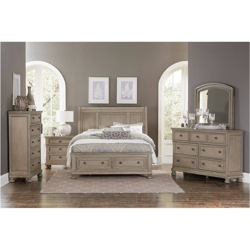 Donald 4 Piece Gray Modern Sleigh Storage Platform Bedroom Set - Queen