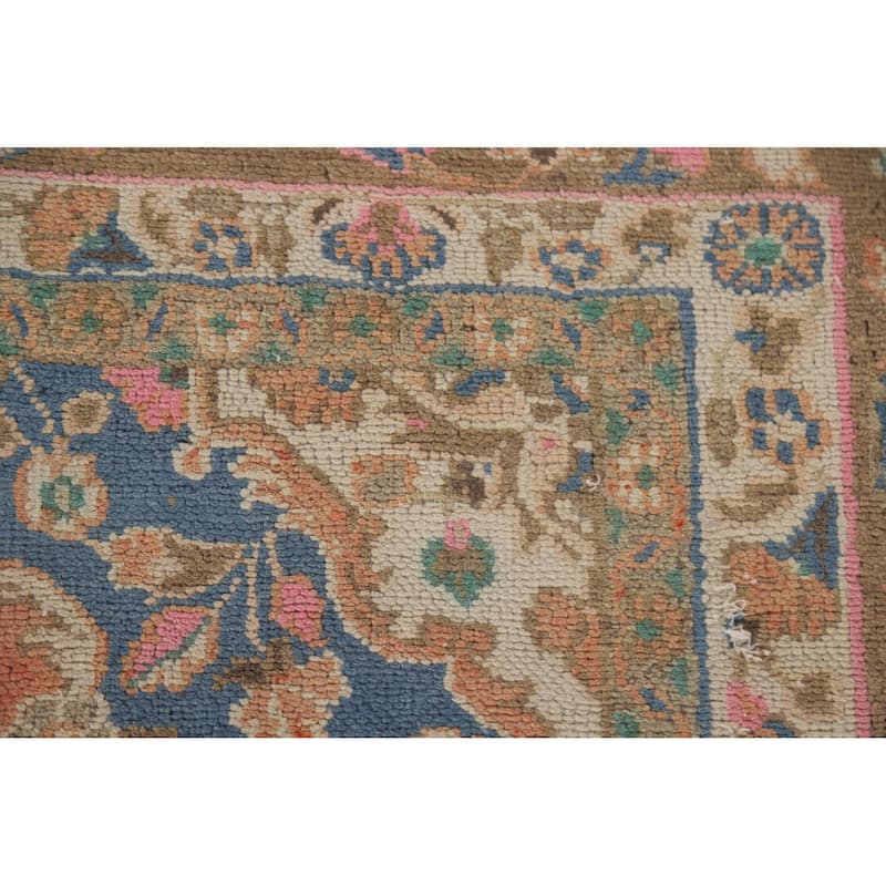 Hand Knotted Oriental 100% Wool Carpet Traditional Floral Coral Mashad Area Rug - 10' 7'' X 8' 0''