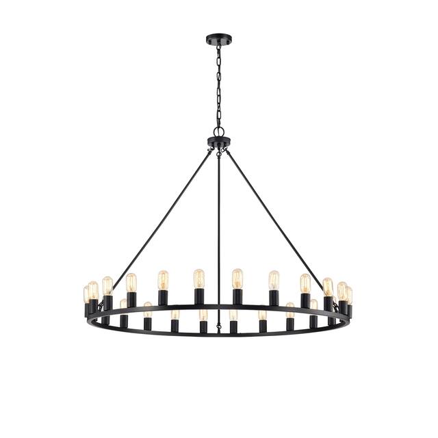 The Gray Barn Liam 48-inch Round Wagon Wheel 24-light Chandelier