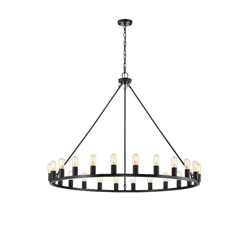The Gray Barn Liam 48-inch Round Wagon Wheel 24-light Chandelier