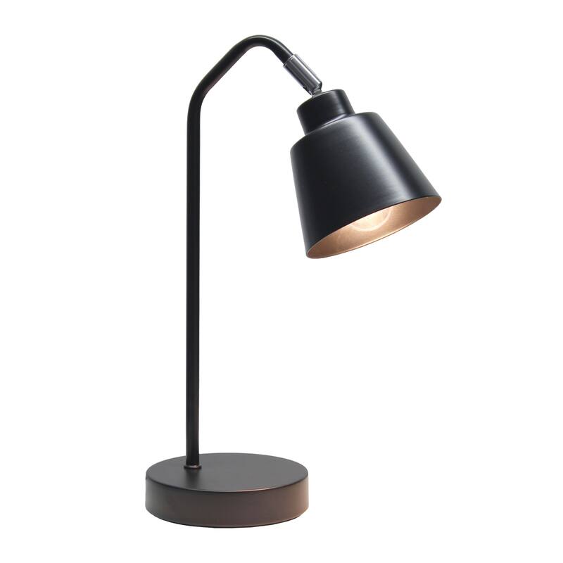 Angled Arm Desk Lamp with Adjustable Cone Shade - 16" - Black