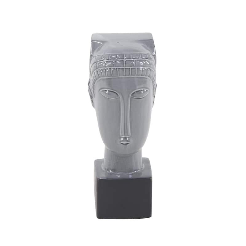 Ceramic People Face Sculpture - Gray - Roche River Decor - Gray