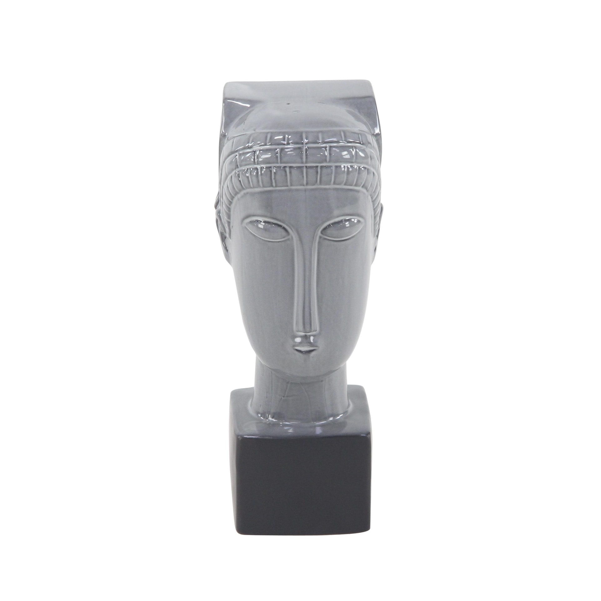 Ceramic People Face Sculpture - Gray - Roche River Decor