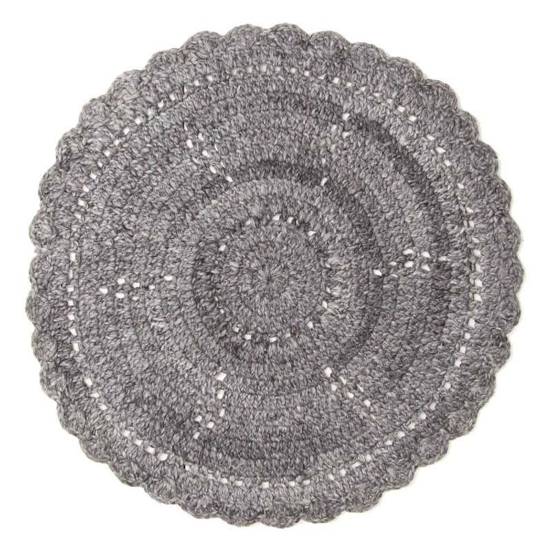 ECARPETGALLERY Braid weave Sienna Dark Grey Wool Rug - 3'2 x 3'2