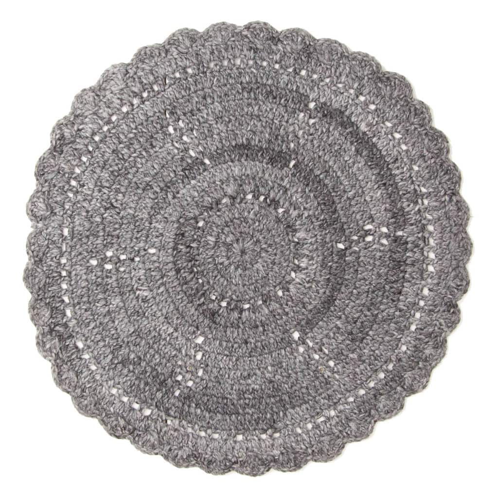 ECARPETGALLERY Braid weave Sienna Dark Grey Wool Rug - 3'2 x 3'2