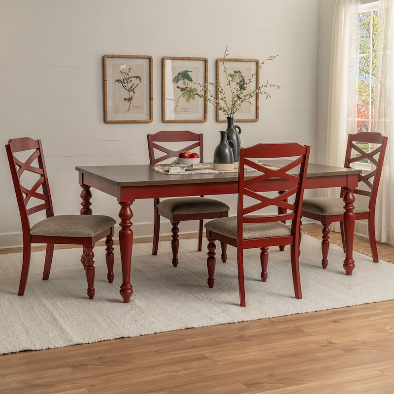 Aster 5PC Rectangle Dining Set - Red
