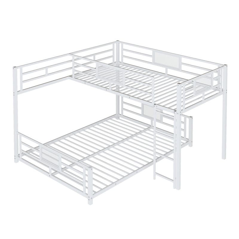 L-shaped Metal Twin over Full Size Bunk Bed