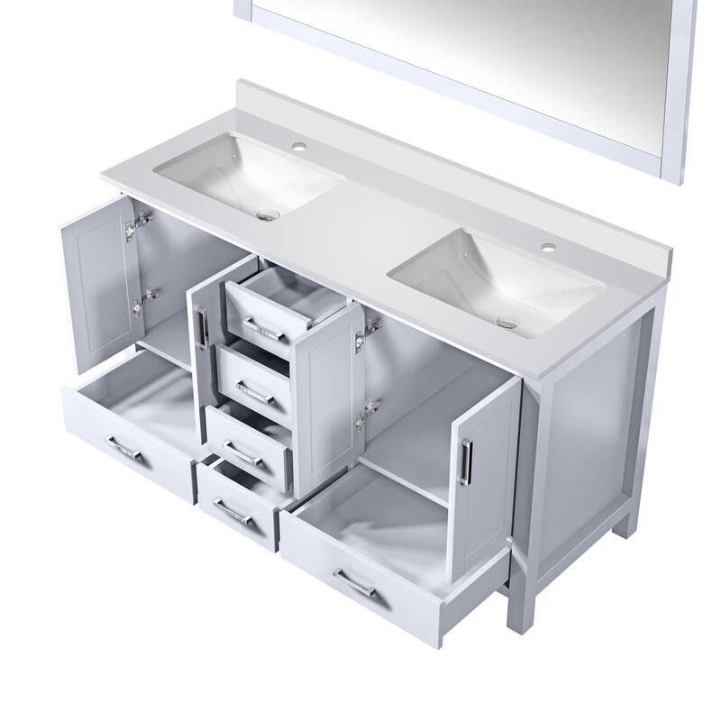 Jacques Bath Vanity, Cultured Marble Top and Mirror