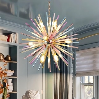 12-Light Modern Creative Sputnik Starburst Pendant Rainbow Sphere Firework Chandelier - 22 in. W