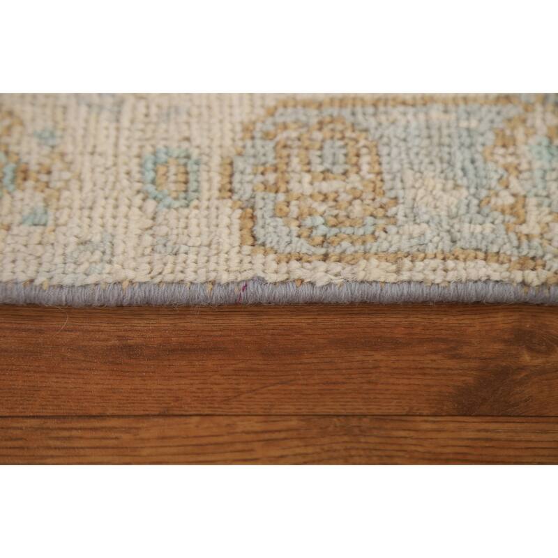 Hand Knotted Oriental 100% Wool Carpet Transitional Geometric Beige & Ivories Oushak Area Rug - 3' 0'' X 2' 0''