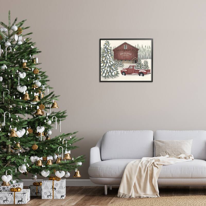 Stupell Winter Pine Tree Farm Framed Giclee Art Design By Linda Spivey