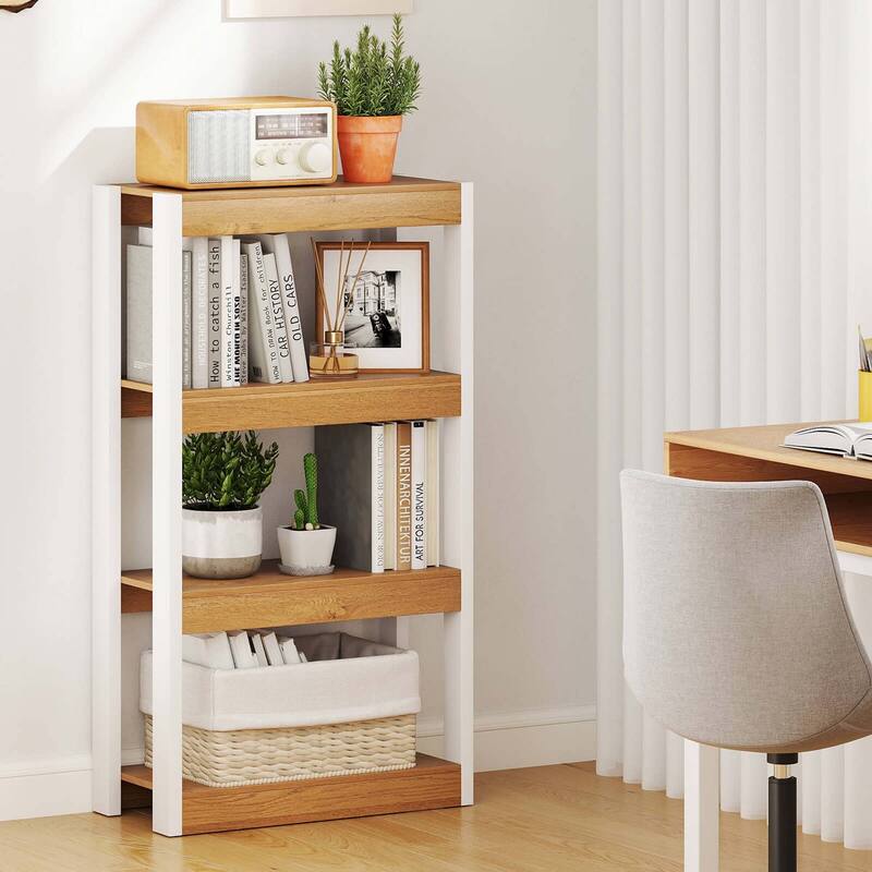 Costway 1/2 PCS 4 Tier Bookshelf Wooden Bookcase with Dual - See Details