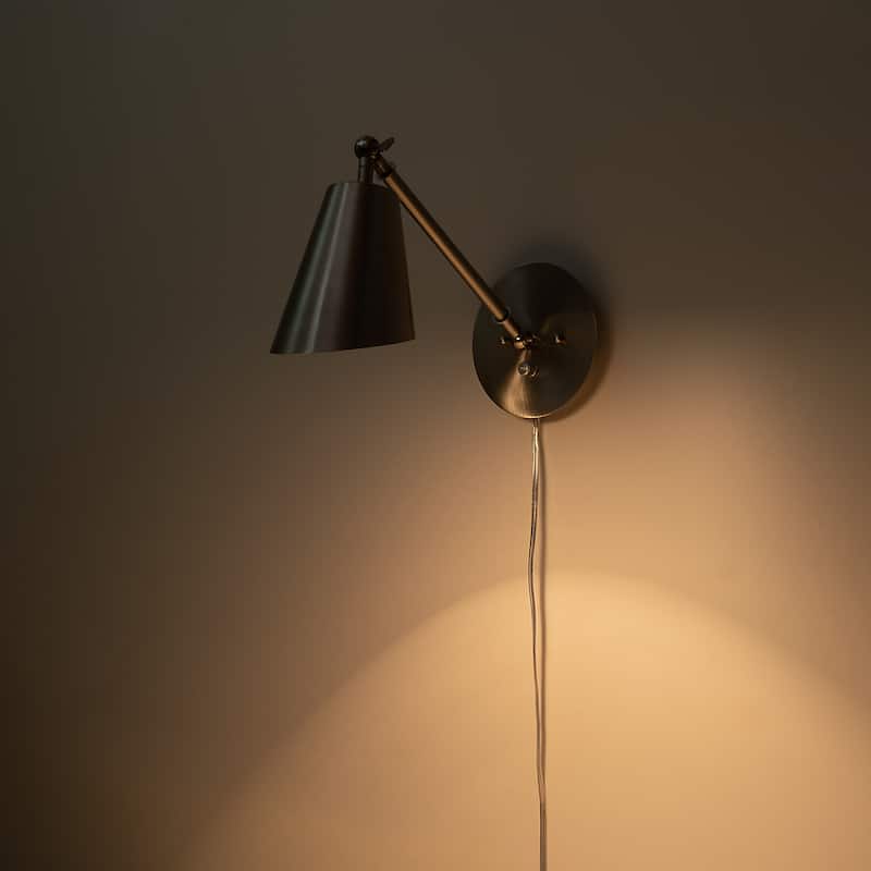 C Cattleya 1-Light Brushed Nickel Dimmable Adjustable Swing Arm Wall Sconce Indoor Wall Light