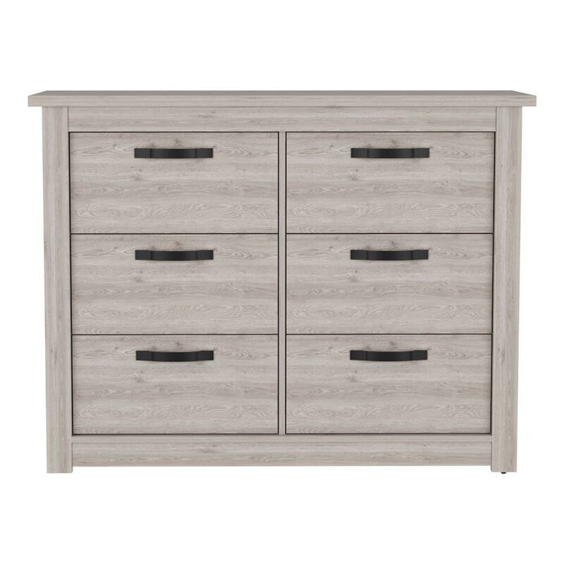 HomeRoots 47" Gray Wood Six Drawer Double Dresser