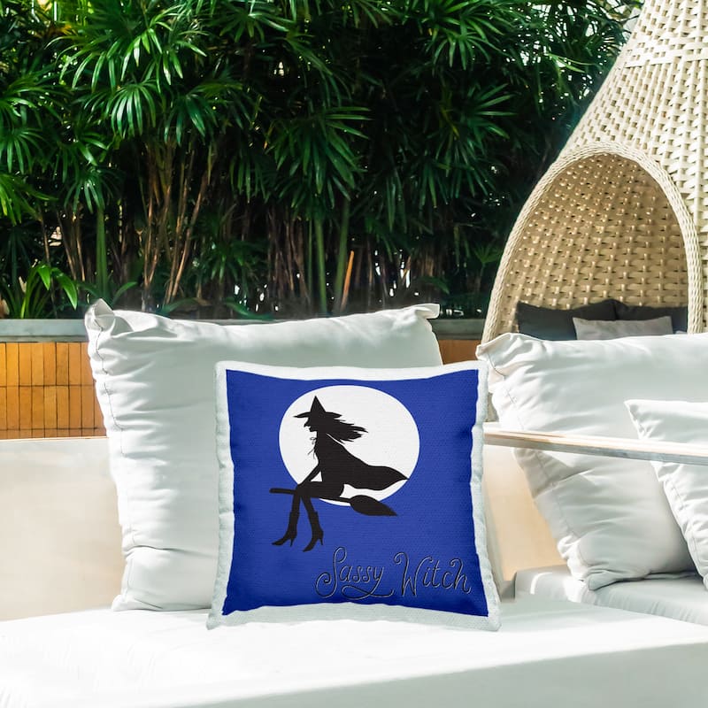Stupell Sassy Witch & Full Moon Printed Outdoor Throw Pillow Design by Sazerelli Designs